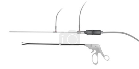 Illustration for Vector illusration of the Laparoscope Specialty Laparoscopic Slide.Instruments and devices used in laparoscopic surgery - Royalty Free Image