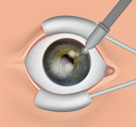 The procedure of an eye surgery. Anatomy of the eye
