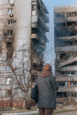 A strike on a high-rise building in the city of Zaporozhye, Ukraine. A residential building destroyed by an explosion following a Russian missile attack. Consequences of the explosion. Houses in the city during the war.