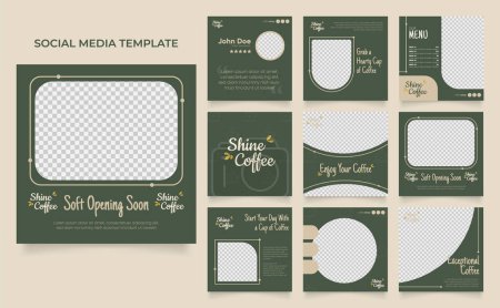social media template banner blog coffee sale promotion. fully editable instagram and facebook square post frame puzzle organic sale poster. drink and beverage vector background