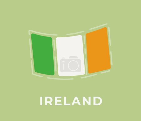 Téléchargez les illustrations : Le drapeau de l'Irlande sur fond vert. Illustration vectorielle du drapeau jaune-blanc-vert. Irlande, Europe. - en licence libre de droit