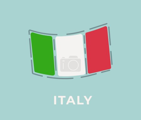 Téléchargez les illustrations : Le drapeau de l'Italie sur un fond bleu. Illustration vectorielle du drapeau d'un pays européen. Italie. - en licence libre de droit