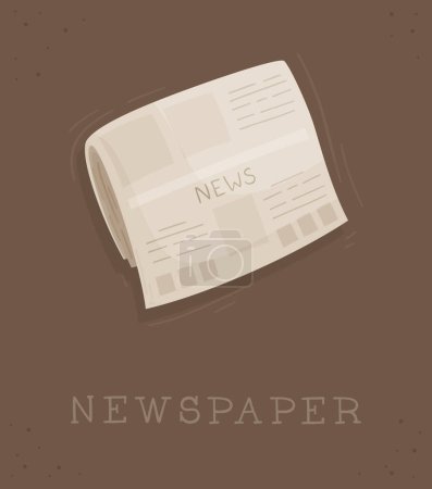 Illustration for Vector illustration of a paper newspaper. Retro poster on brown background. Newspaper delivery man. Flat style illustration. - Royalty Free Image