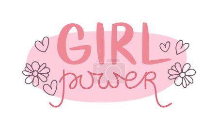 Ilustración de The inspirational slogan of girl power. Vector illustration of cute calligraphic text. Bright pink font. - Imagen libre de derechos