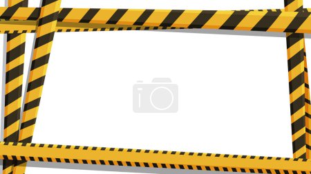 Illustration for Vector illustration of a black and yellow warning frame. Banner on white background. Scotch tape for fencing crimes, accidents, construction sites, etc. - Royalty Free Image