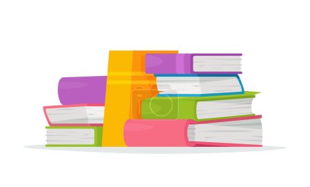 Illustration for A bunch of books on a white background. Vector illustration of scientific literature, dictionary. Library. A stack of textbooks for reading. - Royalty Free Image