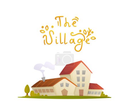 Illustration for Vector illustration of farmhouses. Rural area. Rural houses. Farm. Concept on white background. - Royalty Free Image