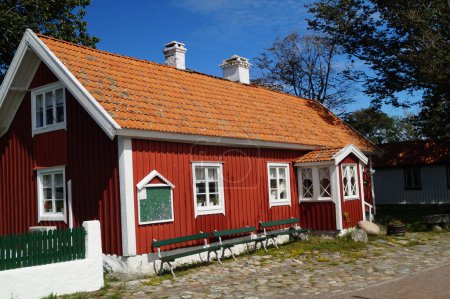 Photo for Small swedish houses on the archipelago next to Gothenburg - Royalty Free Image