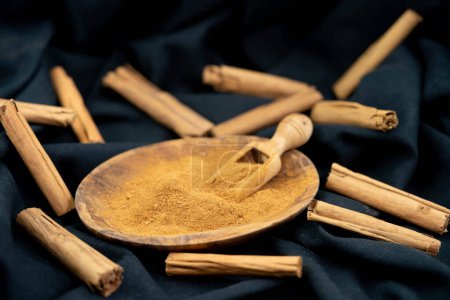 Photo for Dried cinnamon sticks and powder - Royalty Free Image