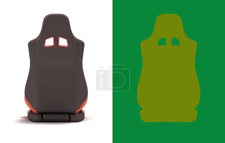 Photo for Sporty red automobile armchairs back view 3d illustration on a white background with alpha - Royalty Free Image
