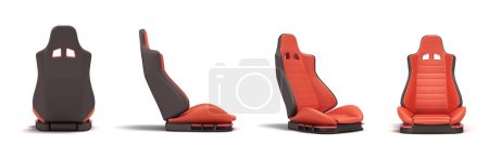Photo for Set of sporty red automobile armchairs 3d illustration on a white background - Royalty Free Image
