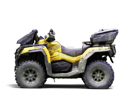 Photo for Four quad yellow bike left side view 3d render on white - Royalty Free Image