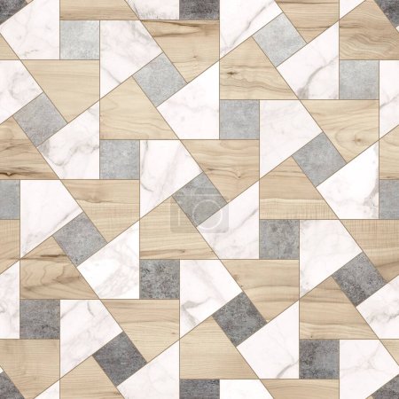 Photo for Seamless pattern. Wooden Tile Floor. Marble Tile. Marble and wooden Pattern Texture Used For Interior Exterior Ceramic Wall Tiles And Floor Tiles. Parquet elements - Royalty Free Image