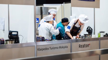 Photo for Riga, Latvia - 09 10 2022: Chefs Participate In Competition At Riga Food Exhibition. High quality photo - Royalty Free Image