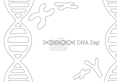 Ilustración de Ilustración Día del ADN. ADN humano en una línea. Un par de cromosomas que determinan el sexo de una persona. Cromosomas masculino y femenino. Ilustración vectorial - Imagen libre de derechos