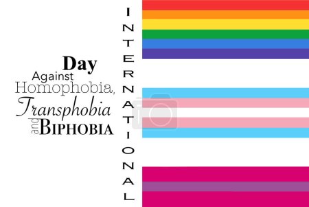 Illustration for LGBT rainbow flag, transgender and bisexual flag. The International Day Against Homophobia, Transphobia and Biphobia. Vector illustration for different uses. - Royalty Free Image
