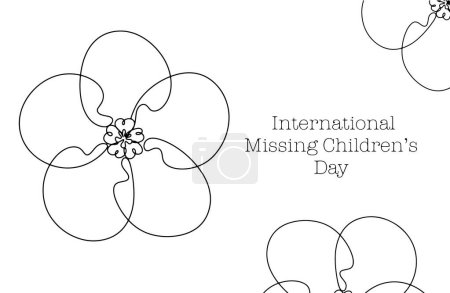 Illustration for Forget-me-not as a symbol of missing children. International Missing Children's Day. One line drawing for different uses. Vector illustration. - Royalty Free Image
