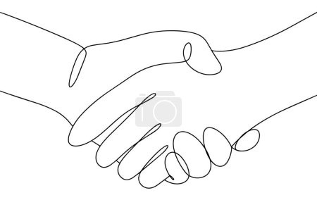 Illustration for Two hands shake each other. Greetings. Handshake. National Handshake Day. One line drawing for different uses. Vector illustration. - Royalty Free Image