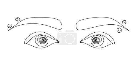 Illustration for Eyebrow piercing options. Vertical and horizontal puncture. International Body Piercing Day. One line drawing for different uses. Vector illustration. - Royalty Free Image