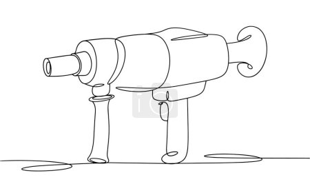 Illustration for Installation of diamond drilling for construction purposes. One line drawing for different uses. Vector illustration. - Royalty Free Image