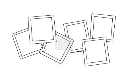 The photographs are in a random order. World Photography Day. One line drawing for different uses. Vector illustration.