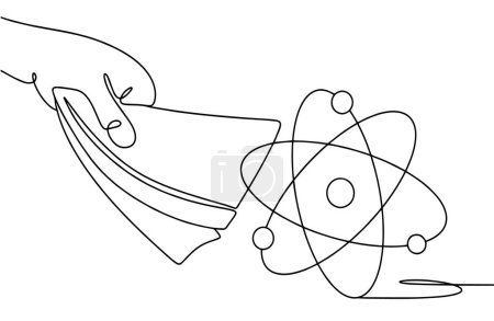 Illustration for Charitable contribution to the development of science. International Day of Charity. One line drawing for different uses. Vector illustration. - Royalty Free Image