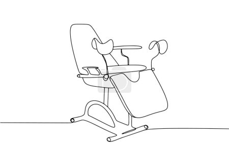 Illustration for Gynecological chair. Chair for examining women at the gynecologist. Women's health care. International Gynecological Awareness Day. One line drawing for different uses. Vector illustration. - Royalty Free Image