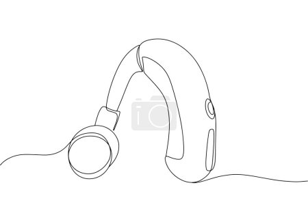 Hearing aid drawn by a line. International Day of Sign Languages. International Week of the Deaf. One line drawing for different uses. Vector illustration.