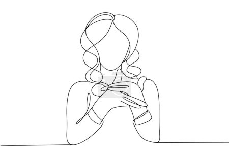 The sign language interpreter shows the "help" gesture. Translation for deaf people. International Day of Sign Languages. International Week of the Deaf. One line drawing for different uses. Vector illustration.