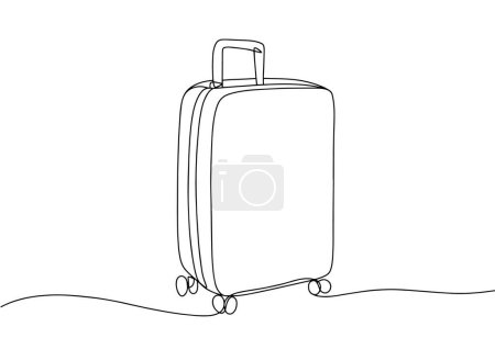 Travel suitcase. World Tourism Day. One line drawing for different uses. Vector illustration.