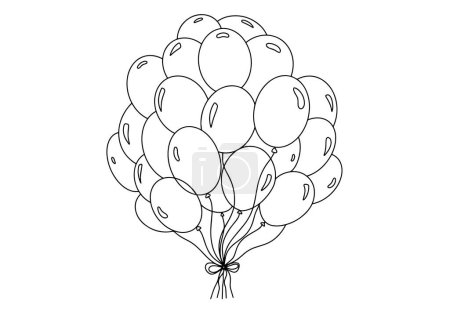 Illustration for Big bunch of balloons. Balloons Around the World Day. One line drawing for different uses. Vector illustration. - Royalty Free Image