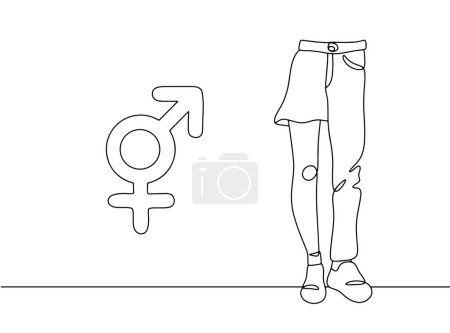 Illustration for Male and female foot. Intersex sign. Intersex Awareness Day. One line drawing for different uses. Vector illustration. - Royalty Free Image