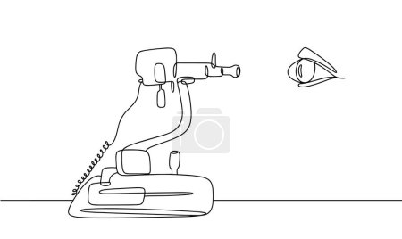 Illustration for Keratometer. Ophthalmic medical instrument. World Keratoconus Day. One line drawing for different uses. Vector illustration. - Royalty Free Image