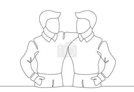 Illustration for Adult males are twins. Twins Days. One line drawing for different uses. Vector illustration. - Royalty Free Image