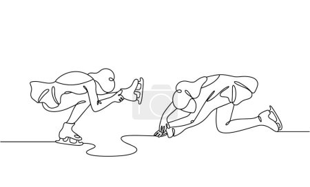 A girl is engaged in figure skating on ice. International Women's Sports Day. Vector illustration. Images produced without the use of any form of AI software at any stage. 