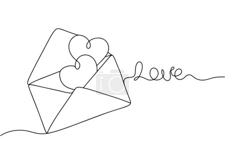 Ein offener Umschlag mit zwei Herzen. Valentinstag. Vektorillustration. Bilder, die in jeder Phase ohne den Einsatz von KI-Software erstellt werden. 