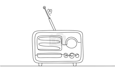 Illustration for Radio receiver with antenna. Radio for listening to broadcast radio stations. A reliable device to connect with the world. Images produced without the use of any form of AI software at any stage. - Royalty Free Image