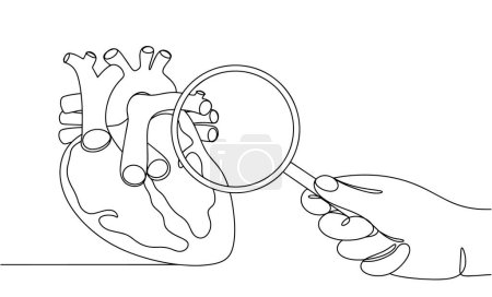 A doctor examines a patient's heart. Careful examination of the heart muscle. Heart disease. Medical illustration. Vector. Images produced without the use of any form of AI software at any stage. 