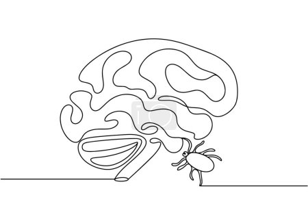 Ilustración de El cerebro humano y la encefalitis marcan. Inflamación cerebral patógena. Enfermedades peligrosas. Imágenes producidas sin el uso de ningún tipo de software de IA en cualquier etapa. - Imagen libre de derechos