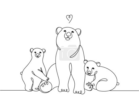 Téléchargez les illustrations : Une mère ours est assise dans la neige avec deux oursons. Famille des ours polaires. Illustration vectorielle. Images produites sans l'utilisation d'une quelconque forme de logiciel d'IA à tout moment. - en licence libre de droit