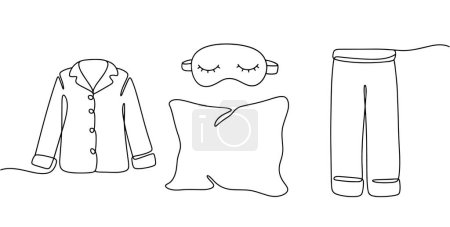 Attributes of a comfortable sleep: pajamas, a sleep mask and a soft pillow. World Sleep Day. Images produced without the use of any form of AI software at any stage. 