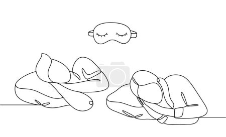 A man and a woman are sleeping on a pillow with their hands under their heads. Comfortable sleep. Vector illustration. Images produced without the use of any form of AI software at any stage. 
