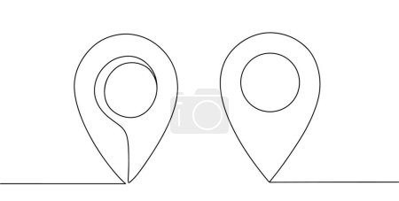 Illustration for Geolocation icon drawn with a continuous line. Illustration for different uses. Vector illustration. Images produced without the use of any form of AI software at any stage. - Royalty Free Image