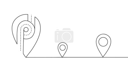 Icono de geolocalización dentro del cual hay una carretera rotonda. Ilustración de línea creativa. Ilustración vectorial. Imágenes producidas sin el uso de ningún tipo de software de IA en cualquier etapa. 