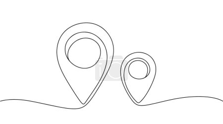 Illustration for Geolocation icon drawn with a continuous line. Illustration for different uses. Vector illustration. Images produced without the use of any form of AI software at any stage. - Royalty Free Image
