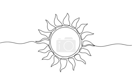 Sun drawn with a line. The only star in the solar system. Sunny weather. Weather conditions icon. Vector. Images produced without the use of any form of AI software at any stage. 