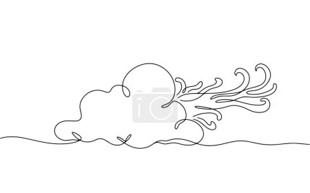 Gust of wind. Weather icon. Air flow against the background of a cloud. Direction of the wind. Vector illustration. Images produced without the use of any form of AI software at any stage. 