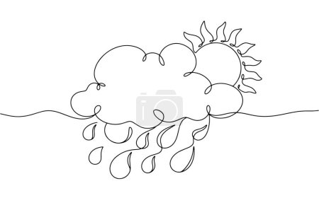 Weather icon indicating occasional showers. Rain and sun at the same time. A natural phenomenon. Vector illustration. Images produced without the use of any form of AI software at any stage. 