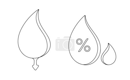 Precipitation icon and air humidity icon. The amount of water on the surface and in the air. Weather symbols. Vector. Images produced without the use of any form of AI software at any stage. 