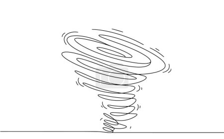 Tornado. Funnel-shaped atmospheric vortex. A natural phenomenon. Weather icon. Vector illustration. Images produced without the use of any form of AI software at any stage. 